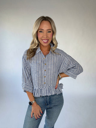 The Mia Striped Top - Blue