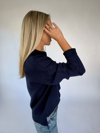 Easy Does It Collared Sweater - Navy