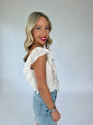 Hopeless Romantic Ruffle Top - White