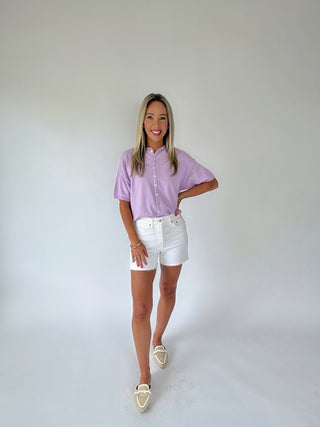 Simple And Sweet Short Sleeve Cardigan - Lavender