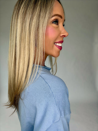 Simple And Sweet Short Sleeve Cardigan - Light Blue