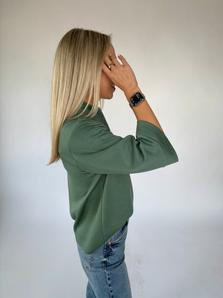 Easy Choice Mock Neck Top - Slate Green