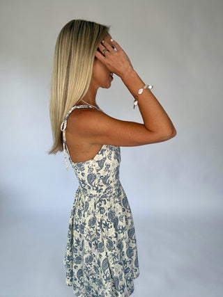 Pretty Persuasive Mini Dress - Ivory/Denim