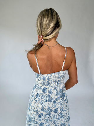 After All Is Said Midi Dress - Light Blue Multi