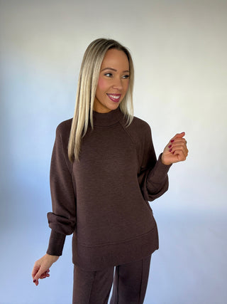VARLEY Loxley Raglan Boyfriend Sweat - Coffee Bean Marl