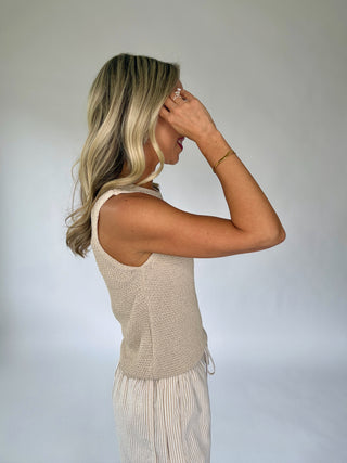 Soft Shimmer Crochet Knit Tank - Natural
