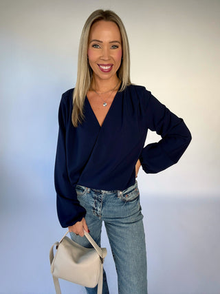 Polished Perspective Top - Navy