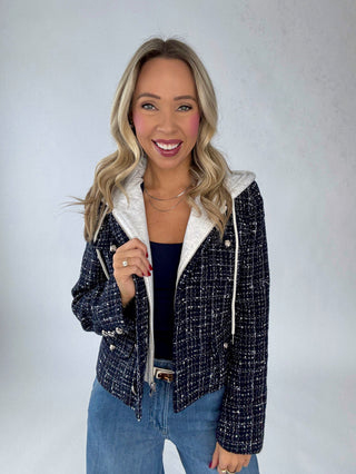 The Metro Mix Hooded Blazer - Navy