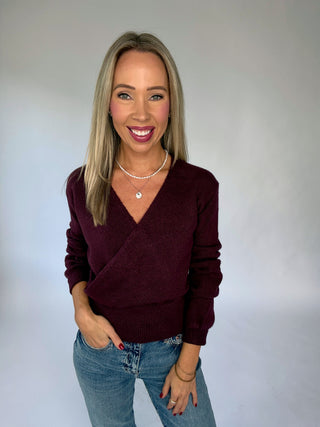 Wrapped Up In You Sweater - Dark Cherry