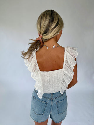 Hopeless Romantic Ruffle Top - White