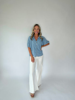 Keep It In Line Wide Leg Jeans - Cream