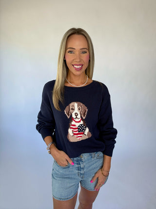 Patriotic Puppy Lightweight Knit Top