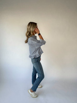 The Mia Striped Top - Blue