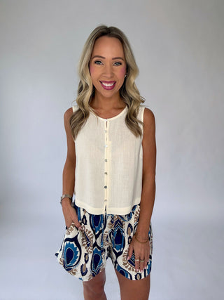 Poetic Charm Button Up Top - Ivory
