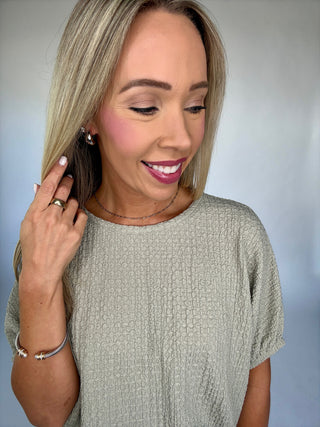 Comfortable Charm Textured Top - Sage