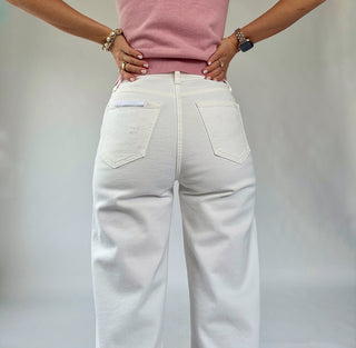 Pleaser High Rise Wide Ankle Jean - White