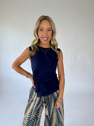 Refined Touch Sleeveless Top - Navy