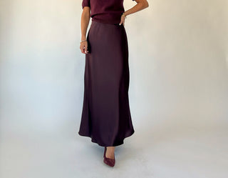 Like Fine Wine Satin Maxi Skirt - Dark Cherry