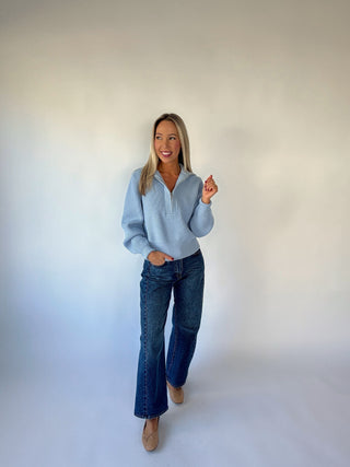 VARLEY Maura Half-Zip Knit Sweater - Kentucky Blue