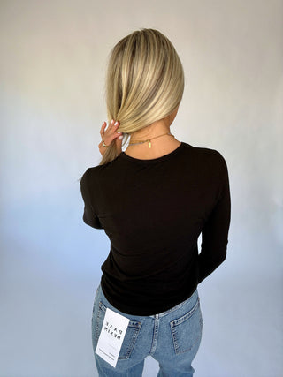 Simply Stated Long Sleeve Top - Black