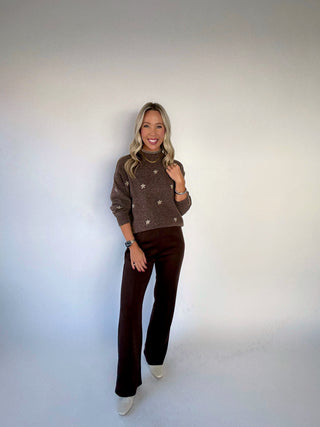 Ease & Elegance Front Seam Pant - Brown