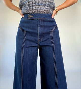 Keep It In Line Wide Leg Jeans - Dark Denim