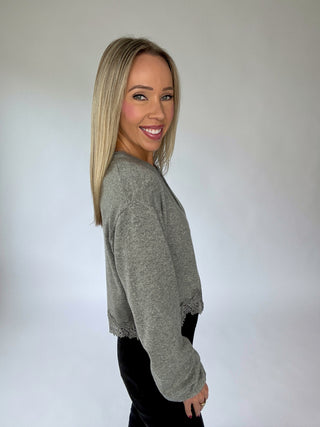 Flirty Frills Cardigan - Grey