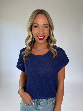 Soaking Up The Sunshine Knit Top - Navy