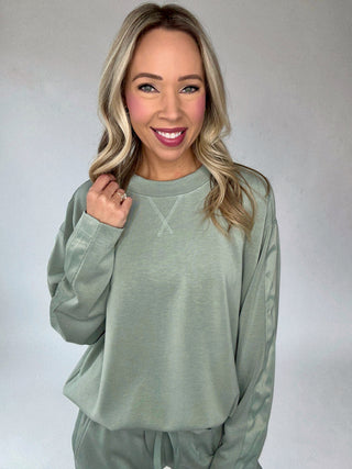 Satin Serenity Crewneck Sweatshirt - Sage
