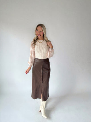 Chocolate Love Vegan Leather Skirt