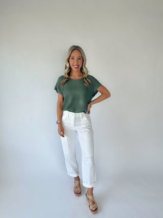 Soaking Up The Sunshine Knit Top - Dark Green