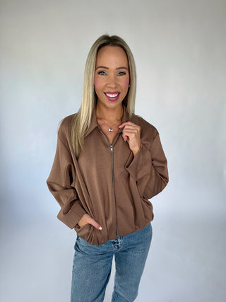 A Rich Addition Bubble Hem Jacket - Mocha