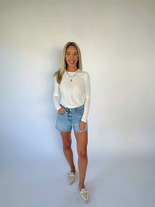Simply Stated Long Sleeve Top - Off White