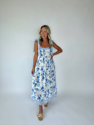 Something About Her Floral Midi Dress - Blue Multi