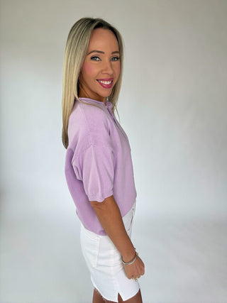 Simple And Sweet Short Sleeve Cardigan - Lavender