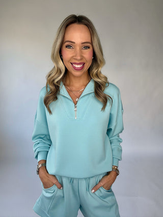 VARLEY Hawley Half Zip Sweat - Porcelain Blue
