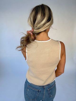 The Belmont Knit Top - Beige/White
