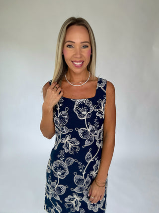 Floral Fantasy Mini Dress - Navy