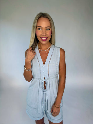 Lunch On The Terrace Tunic Top - Sky Blue