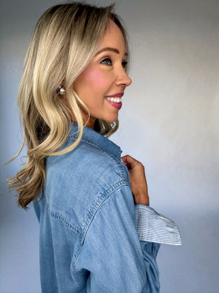 Softly Structured Tencel Top - Chambray Blue