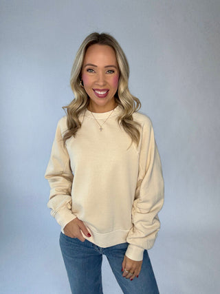 SANCTUARY Shirred Sleeve Sweatshirt - Vanilla Creme