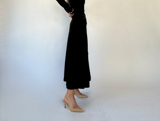 The Belted Statement Suede Skirt - Black