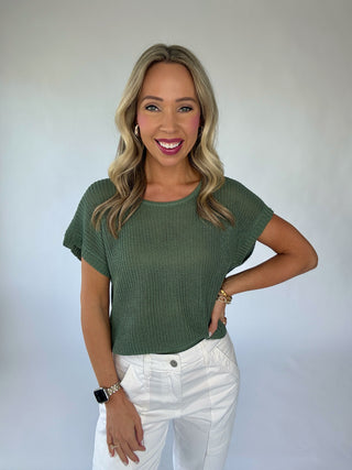 Soaking Up The Sunshine Knit Top - Dark Green