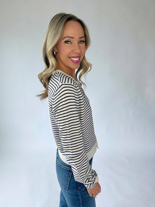 Always A Favorite Striped Cardigan - Black