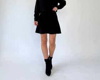 Set The Bar Knit Flare Skirt - Black
