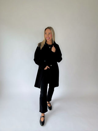 Warm Regards Scuba Coat w/ Hood - Black/Grey
