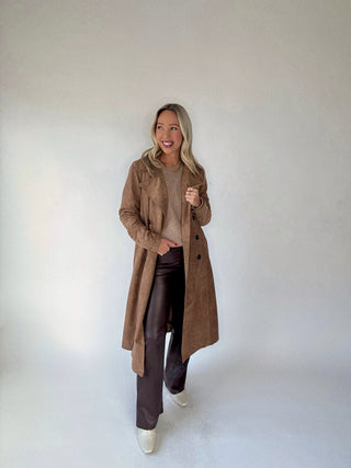 Decadent Mocha Suede Trench Coat