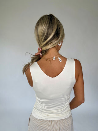 One Of These Days Ruched Tank - Ivory