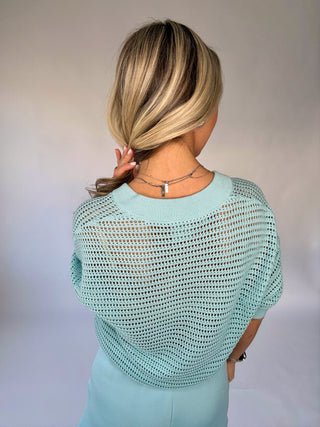 VARLEY Callie Knit Top - Porcelain Blue