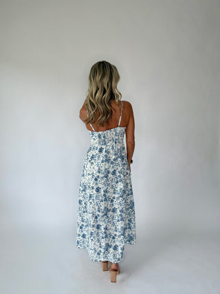 After All Is Said Midi Dress - Light Blue Multi